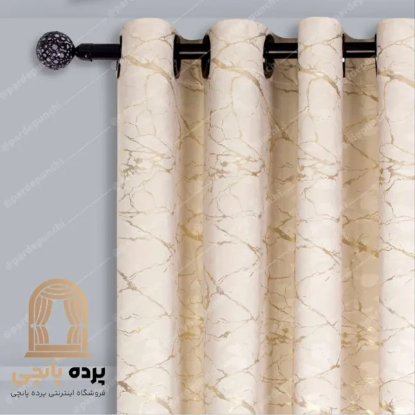 پرده مخمل طلاکوب کرم