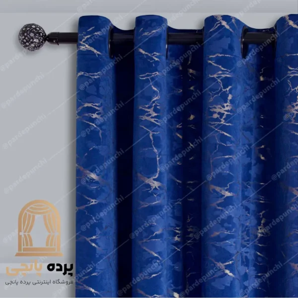 پرده مخمل طلاکوب سرمه‌ای