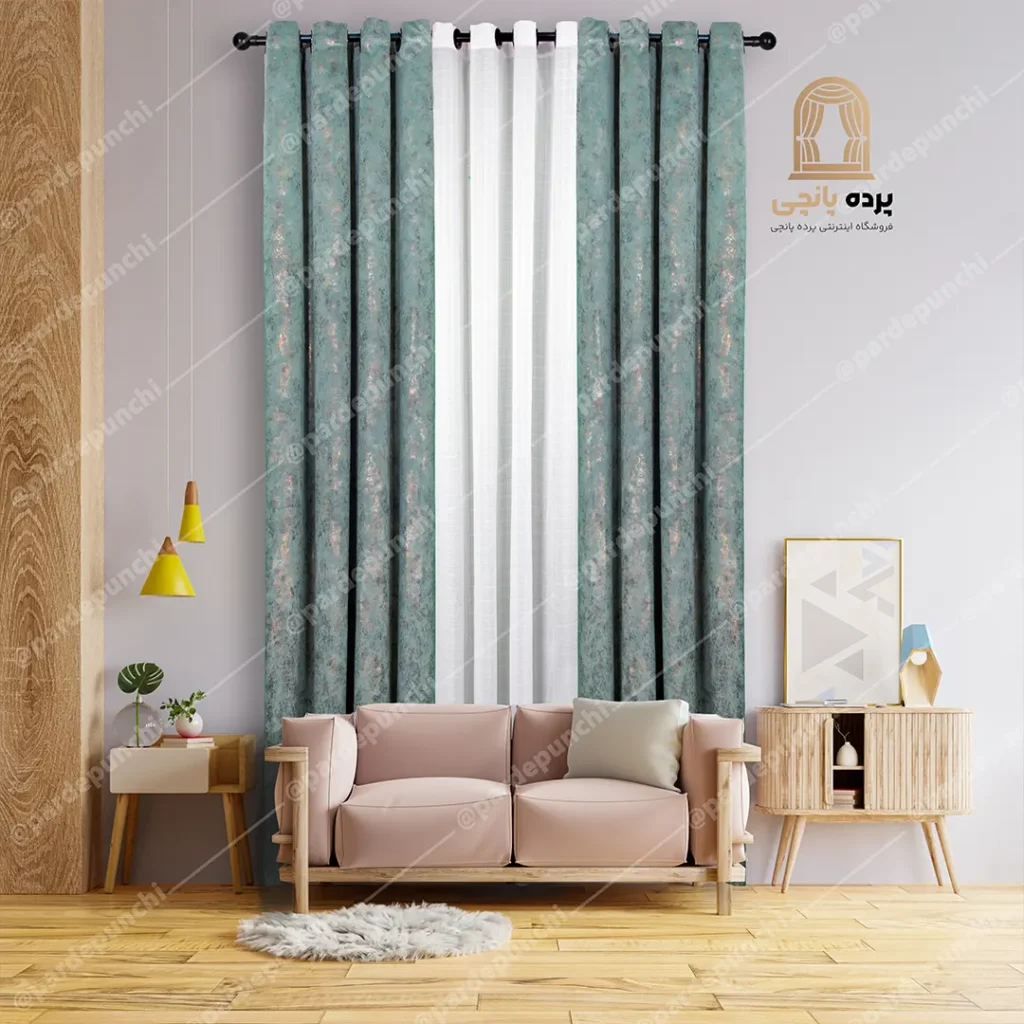 پرده مخمل پوست ماری سبز روشن