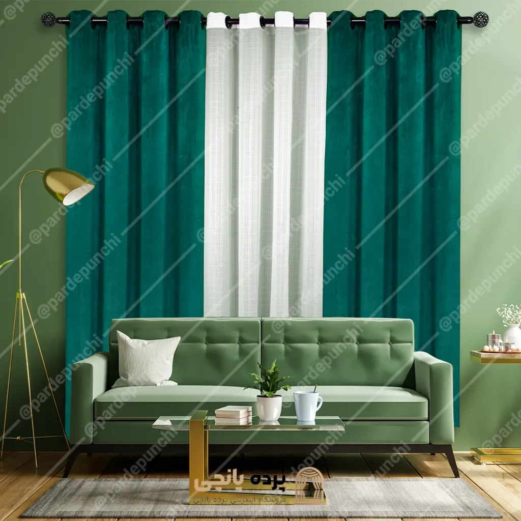 پرده مخمل سبز یشمی