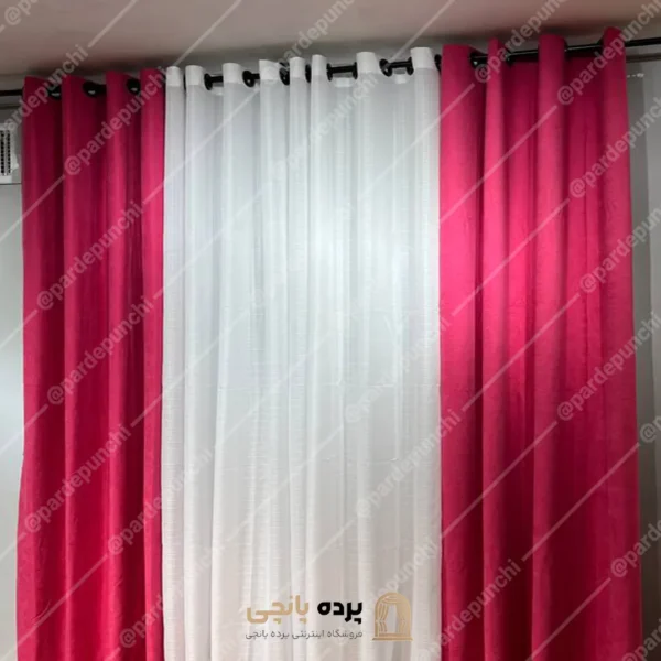 پرده کتان صورتی