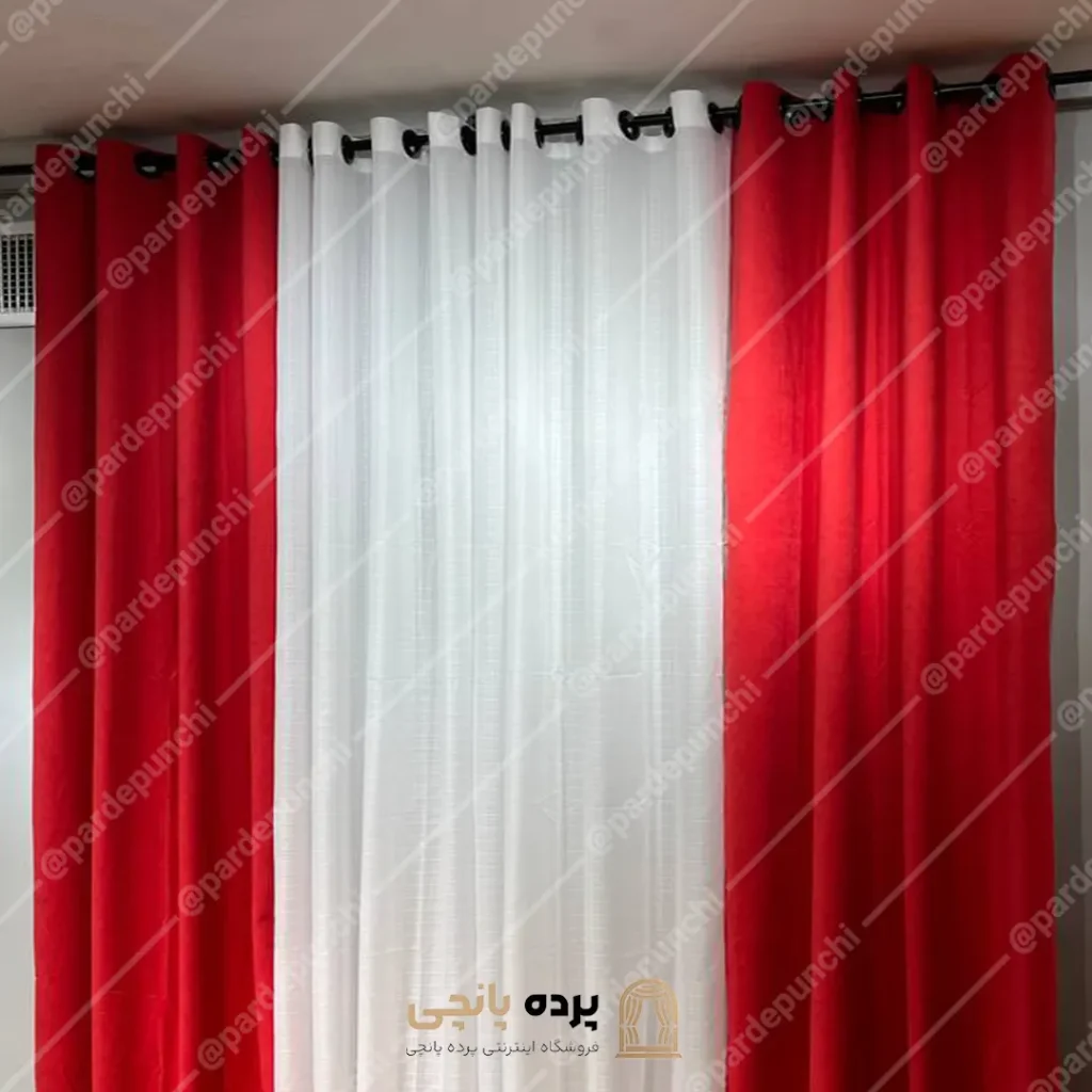 پرده کتان قرمز
