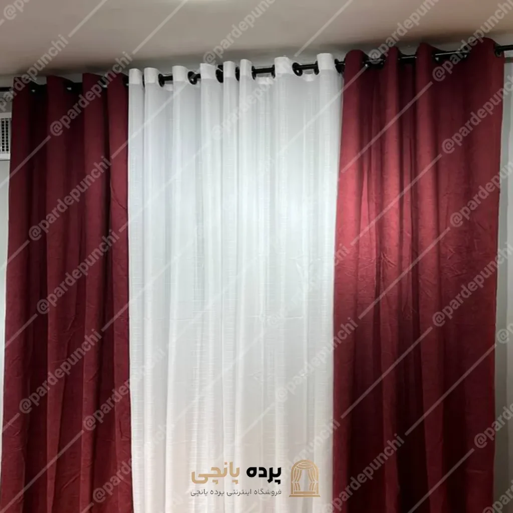 پرده کتان زرشکی