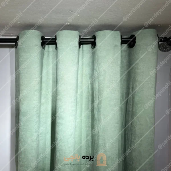 پرده کتان سبز آبی